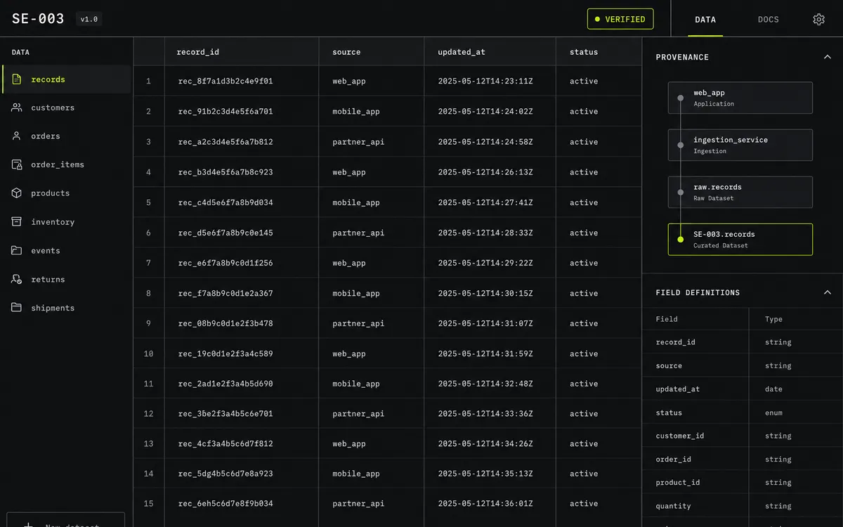 SE–003 product interface